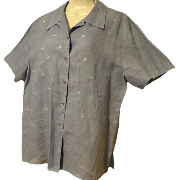 Amanda Vinci by Studio Nazar Linen Embroidered Blouse Size XXL Luxury - Picture 2 of 4